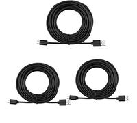 Smays Cable de extensión negro de repuesto para cámara Yi, Wyze Cam Pan V2 V3, Blink Mini, NestCam Cable micro USB de 25 pies de largo (paquete de 3)