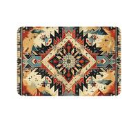 SMAZDFXX Alfombra de baño de Franela Supersuave de 40,6 x 60,9 cm, Estilo Vintage Nativo Americano, montañas del Oeste, Azteca, Natural, Antideslizante, Absorbente, para baño, Cocina y Dormitorio.