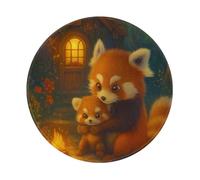 SMAZDFXX Alfombrilla de ratón Red Panda Family Warming Fireside, Antideslizante, Redonda, con Estampado, Bordes cosidos y Base de Goma de 20 cm (8 Pulgadas).