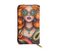SMAZDFXX Antigua Grecia Mujer Medusa Serpiente Arte(2) Cartera de Cuero Bolso Personalizado para Mujer Regalo de cumpleaños Aniversario San Valentín 4.13 x 7.48 Pulgadas