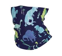 SMAZDFXX Bandana/tour de cou/masque/bandeau/masque facial à motif dinosaure aquarelle vert et bleu pour hommes et femmes