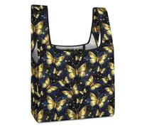 SMAZDFXX Bolsa de compras plegable con diseño de mariposas y purpurina, reutilizable, ideal para el mercado, viajes y acampadas.