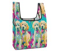 SMAZDFXX Bolsa de compras plegable con diseño de perro labradoodles de acuarela, reutilizable, ideal para el mercado, viajes y acampadas.
