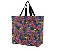 SMAZDFXX Bolsa de compras reutilizable con diseño de girasol, arcoíris, pastel y cuadros negros, ligera y de gran capacidad, para hombre y mujer.