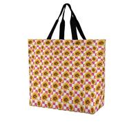 SMAZDFXX Bolsa de compras reutilizable con diseño de girasoles, arcoíris, pastel y cuadros negros, ligera y de gran capacidad, para hombre y mujer.