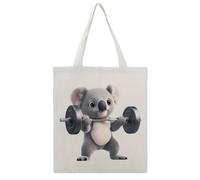 SMAZDFXX Bolsa de lona reutilizable con estampado de koala levantando pesas, 38 x 40 cm