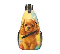 SMAZDFXX Bolso bandolera cruzado en diagonal con diseño de perro Cocker Spaniel de Pascua y huevos de colores, bolso de hombro para hombre y mujer, ideal para viajes y senderismo.
