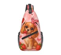 SMAZDFXX Bolso bandolera cruzado en diagonal con diseño de perro Cocker Spaniel y fresas, ideal para viajes y senderismo, para hombre y mujer.