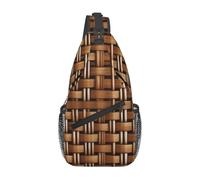SMAZDFXX Bolso bandolera de mimbre tejido con estampado de rejilla, ideal para deportes, senderismo y actividades al aire libre. Mochila cruzada para hombre y mujer.