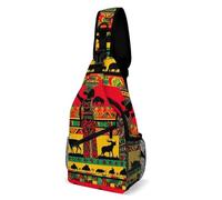 SMAZDFXX Bolso bandolera de moda para hombre, bandolera de viaje, bandolera pequeña, estilo étnico, tribal, africano, negro, para mujer, con ciervos y elefantes.