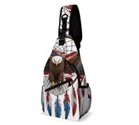 SMAZDFXX Bolso bandolera de moda para mujer, bandolera de viaje, diseño bohemio con bandera estadounidense, águila nativa y atrapasueños.
