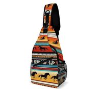 SMAZDFXX Bolso bandolera de moda, unisex, pequeño, estilo étnico nativo americano del suroeste, con diseño de caballo y atrapasueños, ideal para viajes y senderismo.