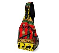 SMAZDFXX Bolso bandolera de moda, unisex, pequeño, estilo étnico, tribal, africano, negro, para mujer, ciervos, elefantes, ideal para viajes y senderismo.