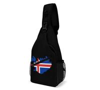 SMAZDFXX Bolso bandolera informal con la bandera y el mapa de Islandia, mochila de senderismo, bolso de pecho portátil para viajes.