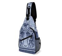 SMAZDFXX Bolso bandolera monocromático con diseño de dioses egipcios antiguos para hombre y mujer, tipo mochila cruzada.