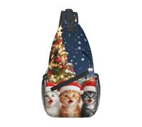 SMAZDFXX Bolso bandolera navideño Three Cats 1, bolso bandolera, mochila para el pecho, para viajes, correr y senderismo, para hombres y mujeres.