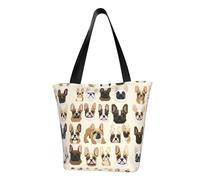 SMAZDFXX Bolso de hombro informal con estampado de bulldog francés, bolsa de almacenamiento, bolsa de compras, ideal para viajar, trabajar, etc.
