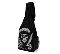 SMAZDFXX Bolsos bandolera con diseño de calavera de chef y cuchillos de cocina, mochila informal cruzada, bolso de hombro, bolso de pecho para hombres y mujeres.