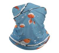 SMAZDFXX Cache-cou de pêche UPF 50+, cagoule respirante, demi-masque, séchage rapide, écharpe, masque de ski, coupe-vent, motif deux oiseaux orange, protection solaire pour les activités de plein air