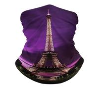 SMAZDFXX Cache-cou de pêche UPF 50+, cagoule respirante, demi-masque, séchage rapide, foulard, masque de ski, coupe-vent, violet, motif Tour Eiffel, protection solaire pour les activités de plein air