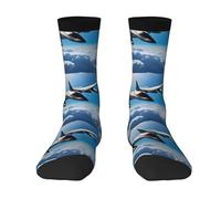 SMAZDFXX Calcetines de compresión cálidos con estampado de aviones de combate, para mujer y hombre, divertidos y modernos para adultos (1 par)