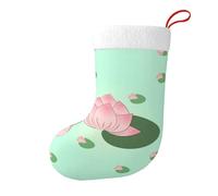 SMAZDFXX Calcetines decorativos con forma de árbol de Navidad colgante - 45 x 28 cm (17,7 x 11 pulgadas) Calcetines navideños decorativos estampados con flores de loto a punto de florecer