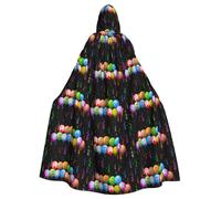 SMAZDFXX Capa con capucha y globos de feliz cumpleaños para mujeres, hombres y adultos, de cuerpo entero, para disfraces de Halloween y cosplay.