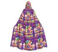 SMAZDFXX Capa con capucha y globos de feliz cumpleaños para mujeres, hombres y adultos, de cuerpo entero, para disfraces de Halloween y cosplay.