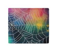 SMAZDFXX Cartera Colorida con diseño de telaraña para Hombre y Mujer, de Cuero sintético, con Tarjetero para Tarjetas de crédito e identificación.