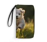 SMAZDFXX Cartera de Cuero con diseño de Cachorro cruzando la Hierba, Suave, con Cremallera, para Mujer, de Viaje, Larga y Suave.