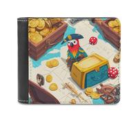 SMAZDFXX Cartera de Cuero con Estampado de Tesoros Piratas para Hombre, Tarjetero, Bolsillo Frontal Plegable, Monedero Delgado con Clip para Billetes