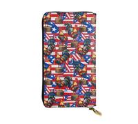 SMAZDFXX Cartera de Cuero con la Bandera de Puerto Rico y Pride Rooter, Bolso Personalizado para Mujer, Regalo de cumpleaños, Aniversario o San Valentín, 4.13 x 7.48 Pulgadas.