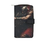 SMAZDFXX Cartera de Cuero MedievalwarriorSaber con Ventana para identificación, Monedero Largo para Hombres y Mujeres.