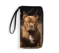 SMAZDFXX Cartera de Piel con diseño de Perro Pitbull, Suave, con Cremallera, para Mujer, de Viaje, Larga y Suave.