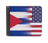 SMAZDFXX Cartera Delgada de Dos Pliegues para Hombre, de Piel sintética, con Bandera de EE. UU. y Bandera de Cuba, con 6 tarjeteros y Clip para Billetes.