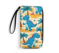 SMAZDFXX Cartera Divertida con Estampado de Dinosaurios para Mujer, Gran Capacidad, con Cremallera, Ideal para la Oficina o Viajes. Medidas: 19,8 cm de Largo x 10,4 cm de Ancho.