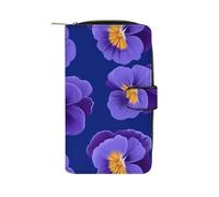SMAZDFXX Cartera Larga y Delgada Plegable con Estampado de Flores de Pensamientos morados, Tarjetero con Hebilla para Hombres y Mujeres.