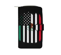 SMAZDFXX Cartera Larga y Delgada Plegable con la Bandera de la Amistad Entre México y Estados Unidos, con Tarjetero y Hebilla, para Hombres y Mujeres.