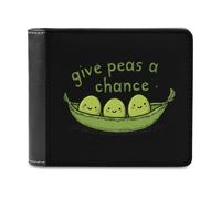 SMAZDFXX Carteras Plegables Delgadas y Divertidas con el Lema Give Peas A Chance para Hombre. Monedero Elegante para Bolsillo Delantero con Ranuras para Tarjetas.