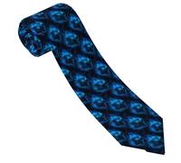 SMAZDFXX Corbatas para hombre - Corbatas de moda cómodas con estampado de llamas azules y cabeza de lobo relámpago para negocios, Día del Padre, cumpleaños y bodas.