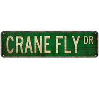 SMAZDFXX CRANE FLY DR Letreros de hojalata vintage de aluminio para dormitorio, cocina, jardín, pared, bar, club, café, decoración del hogar, 4 x 16 pulgadas