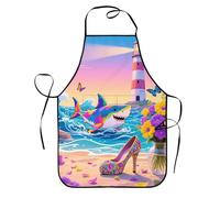 SMAZDFXX Delantal de cocina con diseño de faro, resistente al aceite, con 2 bolsillos, ideal para mamá, esposa, repostera, chef, ama de casa retro con estampado divertido.