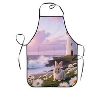 SMAZDFXX Delantal de cocina con diseño de faro y barbacoa, con 2 bolsillos, ideal para mamá, esposa, repostera, chef, ama de casa retro o con temática navideña.