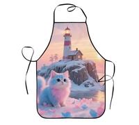 SMAZDFXX Delantal de cocina con diseño de faro y barbacoa, con 2 bolsillos, ideal para mamá, esposa, repostera, chef, ama de casa retro, estampado divertido.