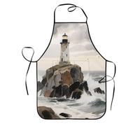 SMAZDFXX Delantal de jardín con faro, delantal protector con 2 bolsillos para mamá, esposa, repostera, chef, ama de casa retro, estampado divertido