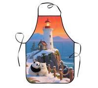 SMAZDFXX Delantal de trabajo con diseño de faro, con 2 bolsillos, ideal para mamá, esposa, repostera, chef, ama de casa retro, estampado divertido. Delantal suave con peto.