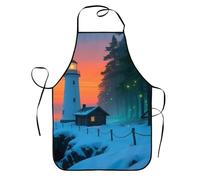 SMAZDFXX Delantal de trabajo con diseño de faro, con 2 bolsillos, ideal para mamá, esposa, repostera, chef, ama de casa retro, estampado divertido. Delantal suave con peto.