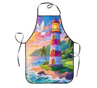 SMAZDFXX Delantal Faro para Cocinar, Resistente al Aceite, con 2 Bolsillos, Ideal para Mamá, Esposa, Repostera, Chef, Ama de Casa Retro, Motivo Navideño