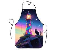 SMAZDFXX Delantal Faro para Cocinar, Resistente al Aceite, con 2 Bolsillos, Ideal para Mamá, Esposa, Repostera, Chef, Ama de Casa Retro, Motivo Navideño