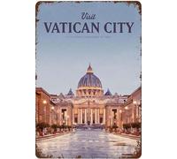 SMAZDFXX Divertido cartel de hojalata con texto Visita la Ciudad del Vaticano para sala de estar, cocina y granja, decoración rústica para el hogar, 20 x 30 cm.